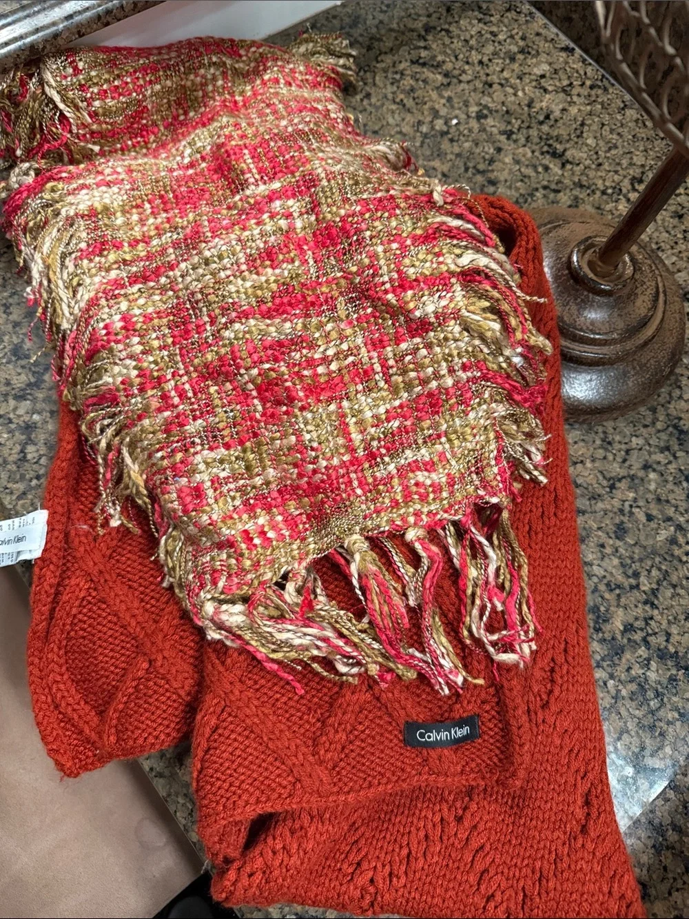 Calvin Klein rust Knit and multicolor boutique scar